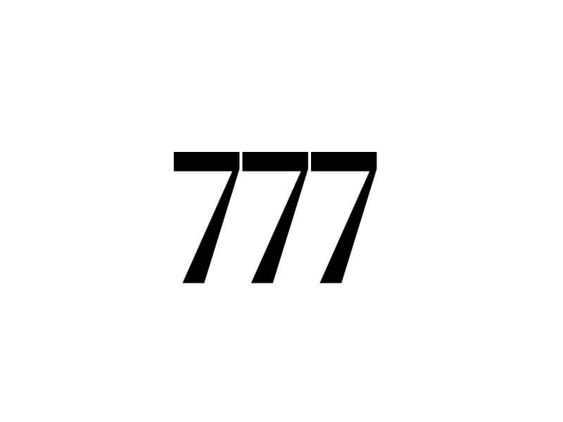 Simple 777 black digits on a white background.