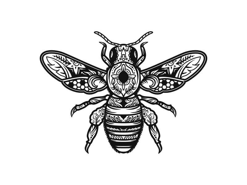 Creative black and white bee design 