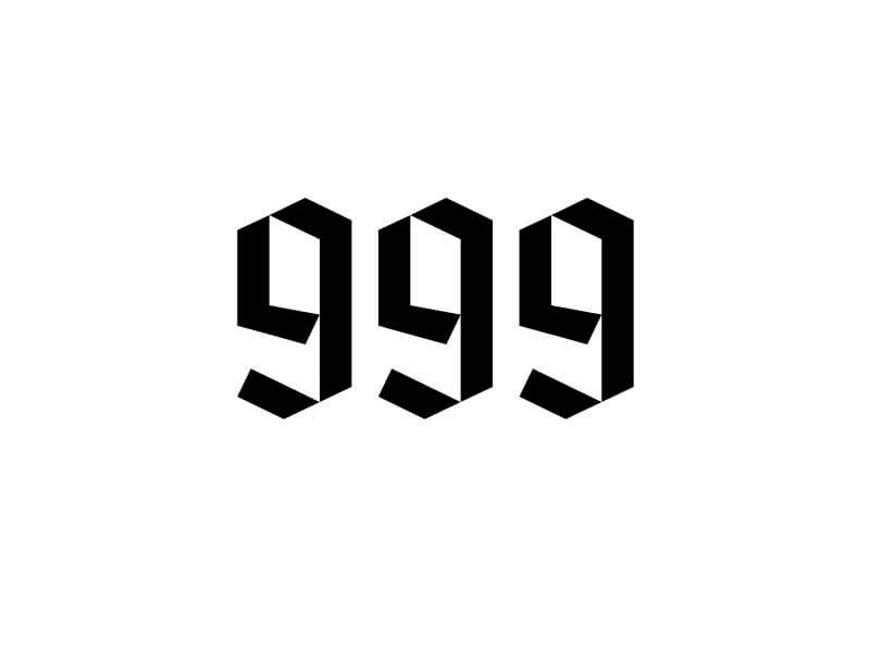 999 Gothic Style Design black numbers on white background.