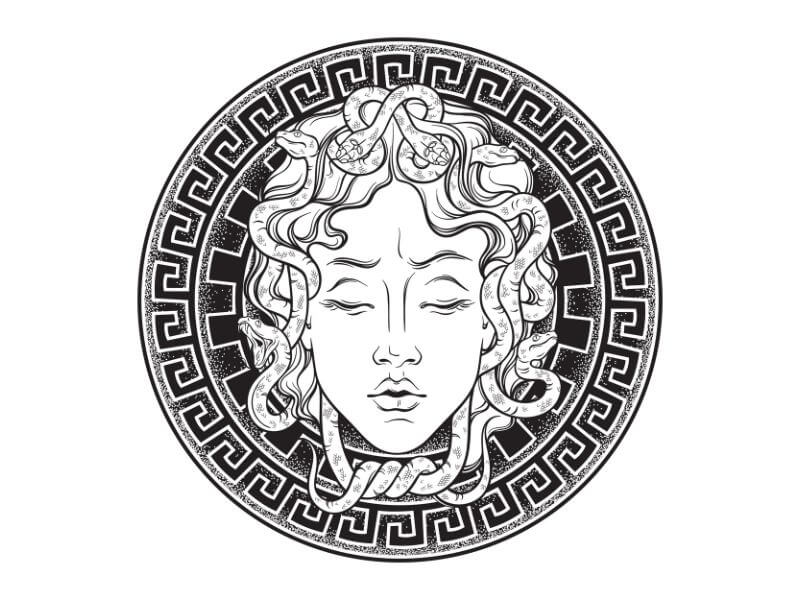 Cabeza de Medusa sobre un escudo. 