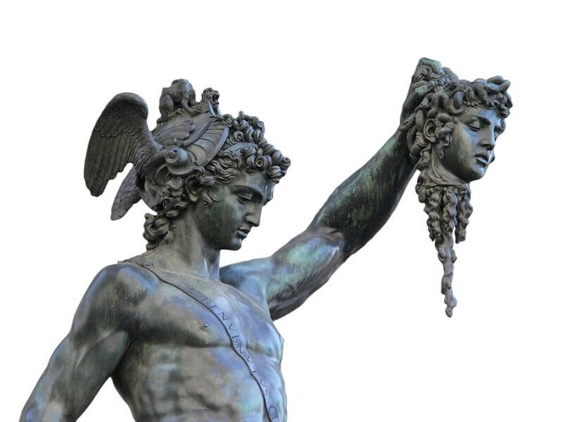 Perseus hält das Haupt der Medusa. 