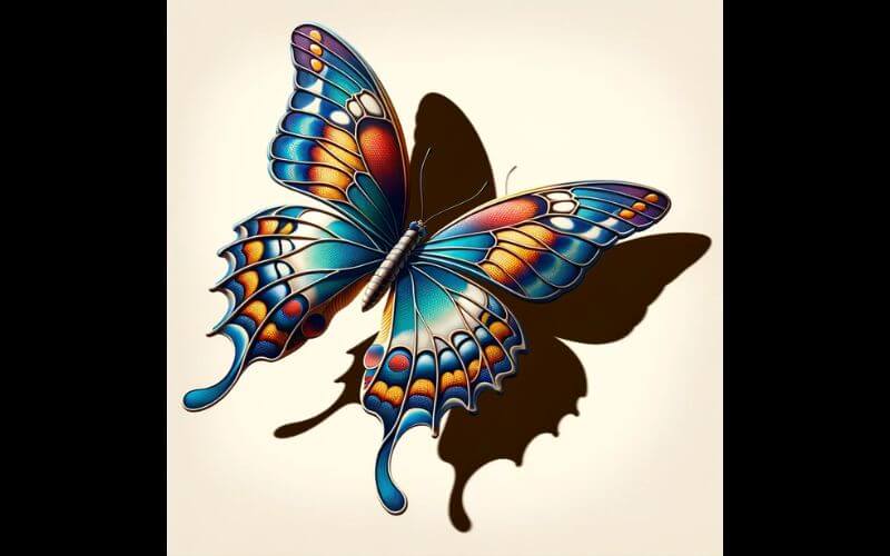 A 3D butterfly tattoo design. 