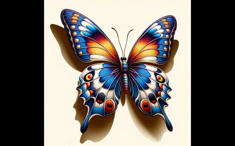 A 3D butterfly tattoo design. 