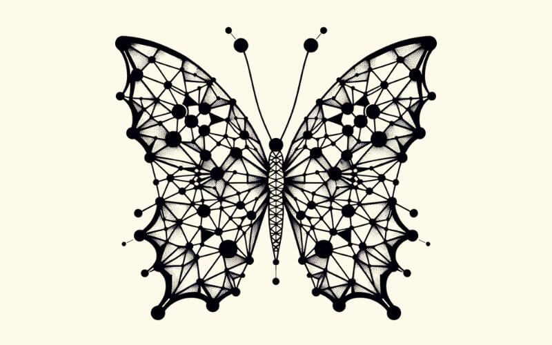 A geometric Mandelbrot set style butterfly tattoo design. 