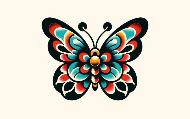 A traditional style butterfly tattoo design.