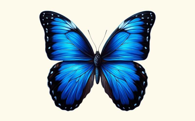 A blue realism style butterfly tattoo design. 