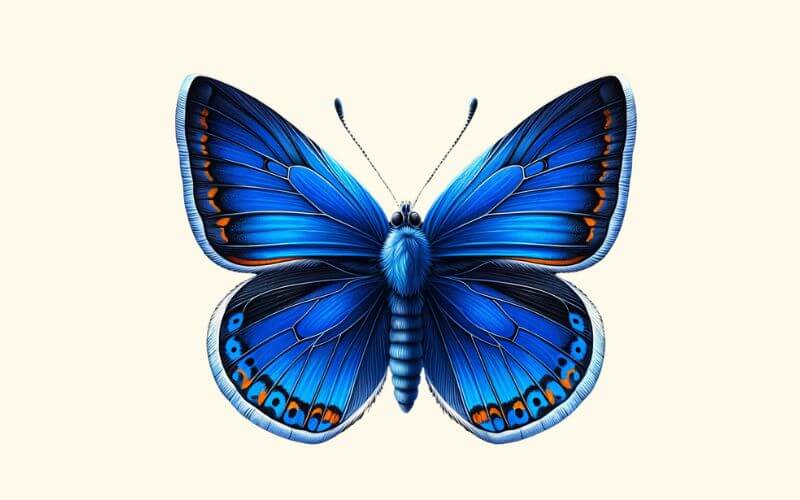 Ein blaues Schmetterlings-Tattoo im Realismus-Stil.  