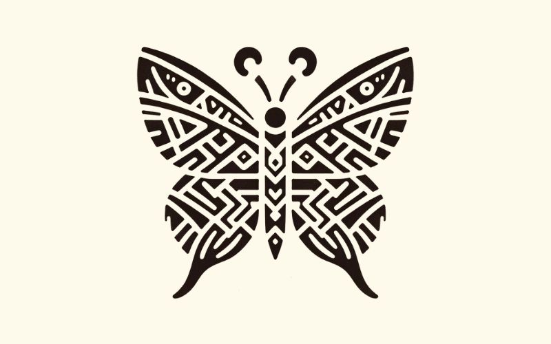 A butterfly tattoo design inspired by the Filipino tribal style.