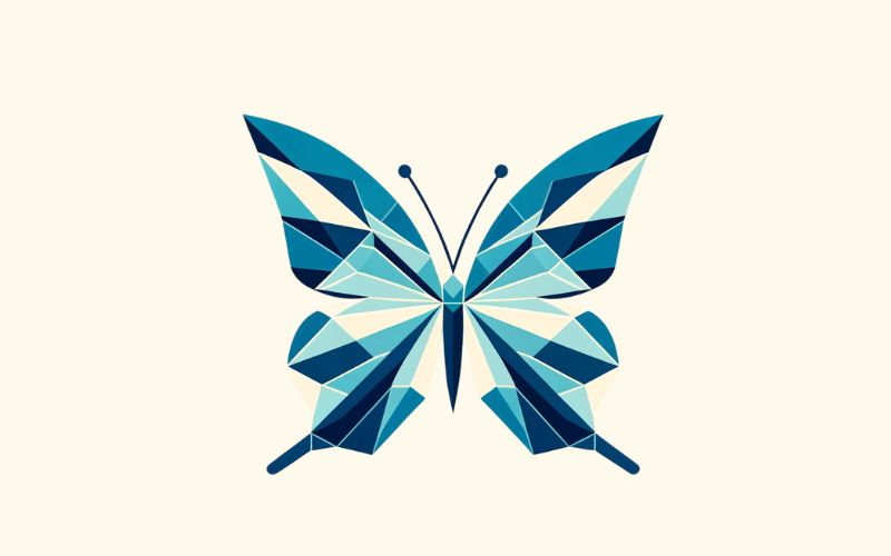 A small geometric butterfly tattoo design. 