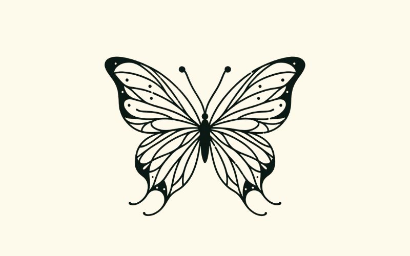 A small mminimalist butterfly tattoo design. 