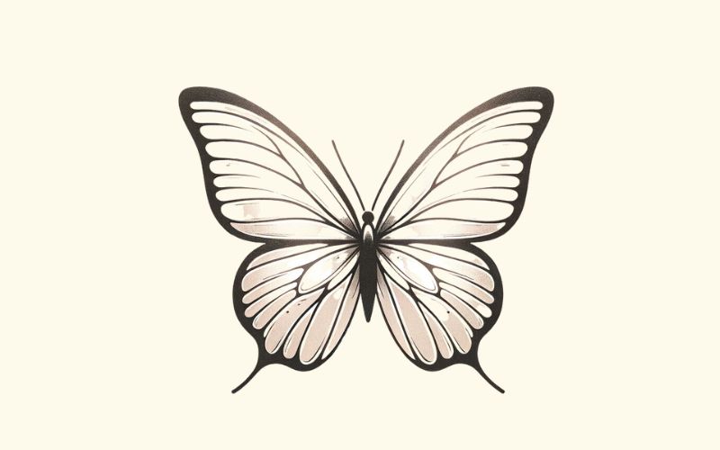 A minimalist style butterfly tattoo. 