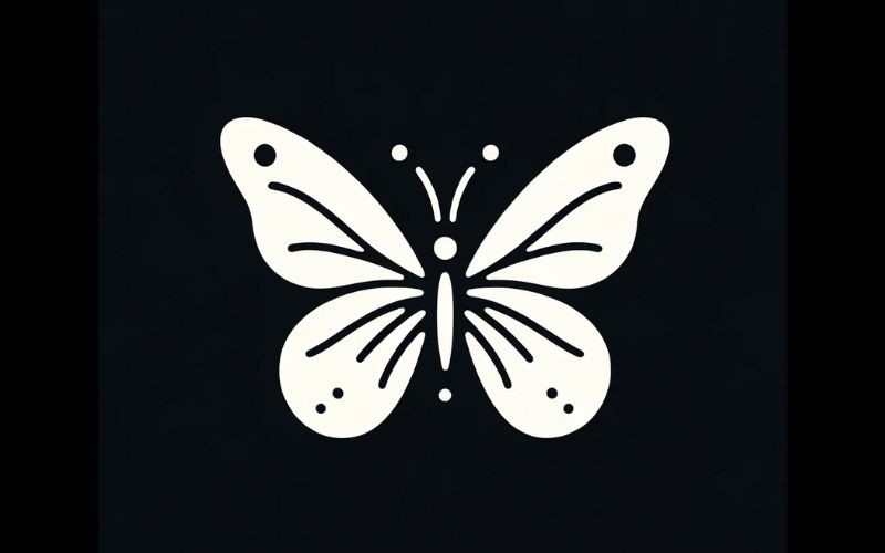 A minimalist white butterfly tattoo design. 