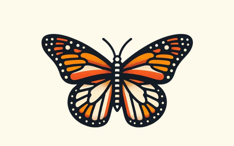A Monarch butterfly tattoo design in the minimalist style.