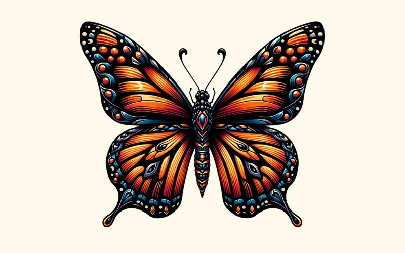 A Monarch butterfly tattoo design in the neo-traditional style.