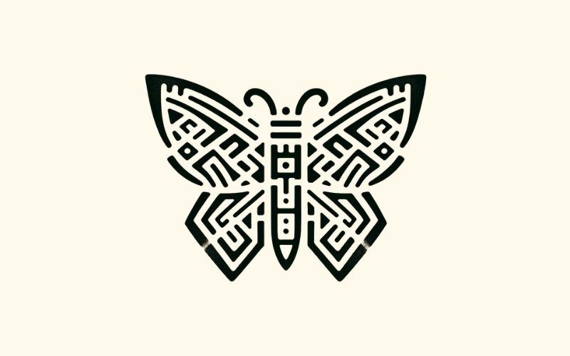 A butterfly tattoo design inspired by the Nordic tribal style.