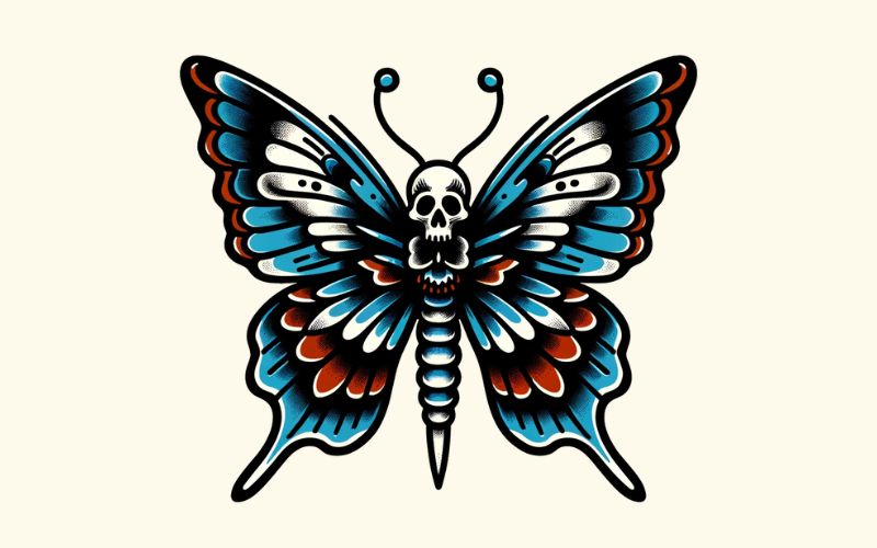An old school style butterfly tattoo design meaning death. 
