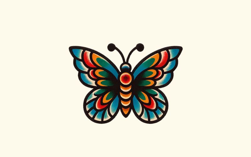 An old school small butterfly tattoo design. 