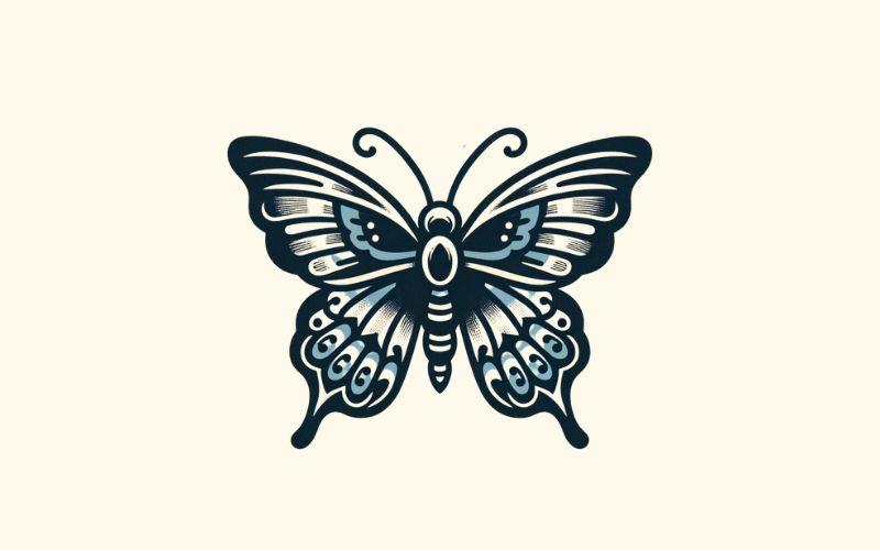 An old school butterfly tattoo design. 