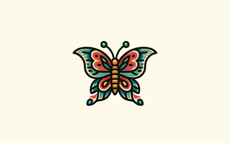 A traditional style butterfly tattoo wrist tattoo.