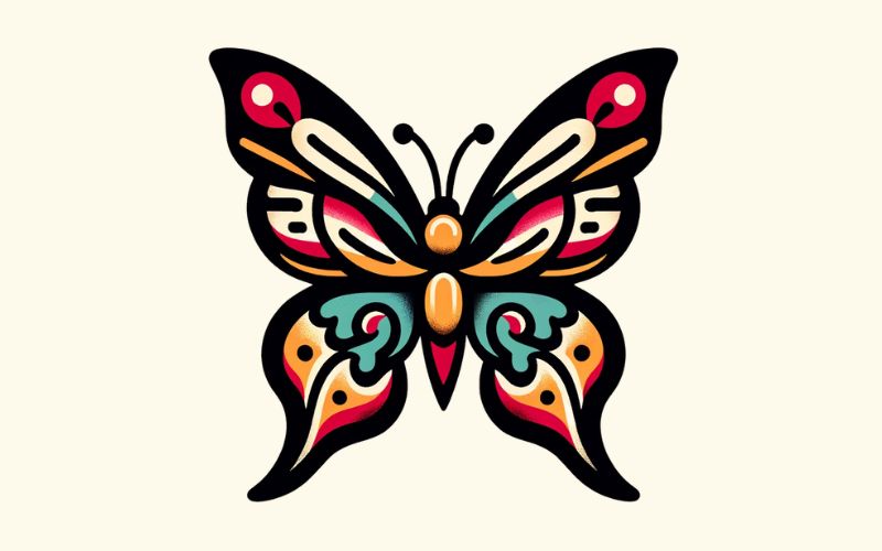 A traditional style butterfly tattoo design.