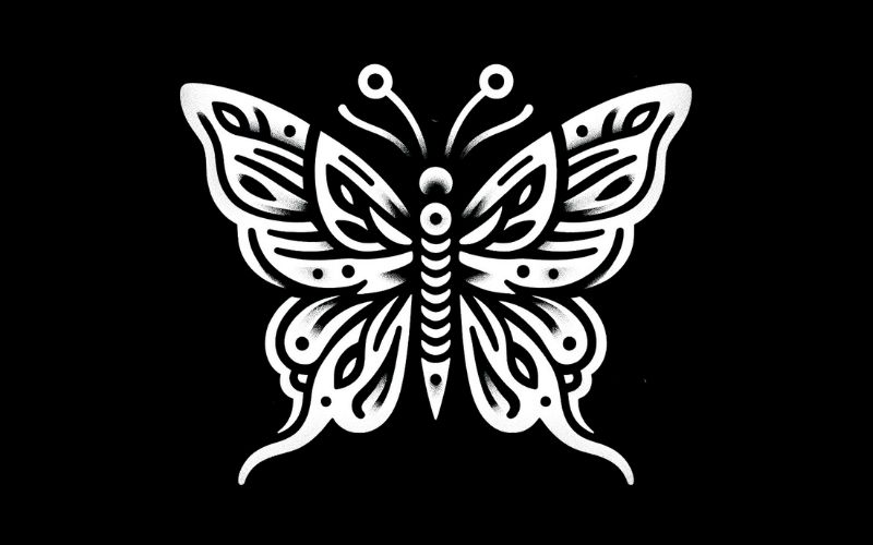 A traditional style white butterfly tattoo design. 
