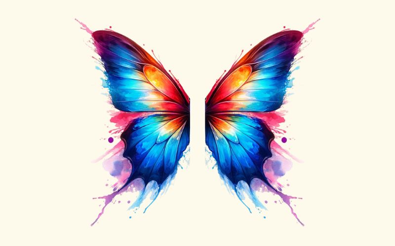 A watercolor style butterfly wing tattoo design. 