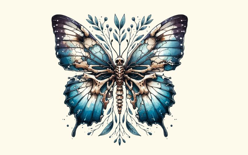 A watercolor style butterfly tattoo design meaning death. 