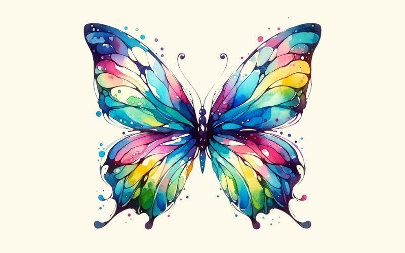 A watercolor style butterfly tattoo design. T