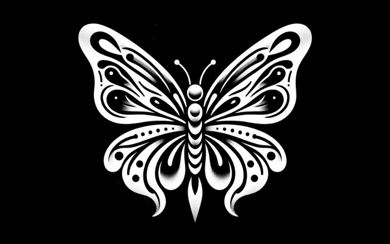 A new school white butterfly tattoo design. 