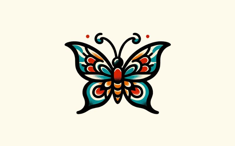 A small old school butterfly tattoo design. 