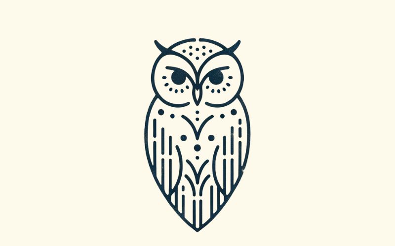 A minimalist style owl tattoo design. 