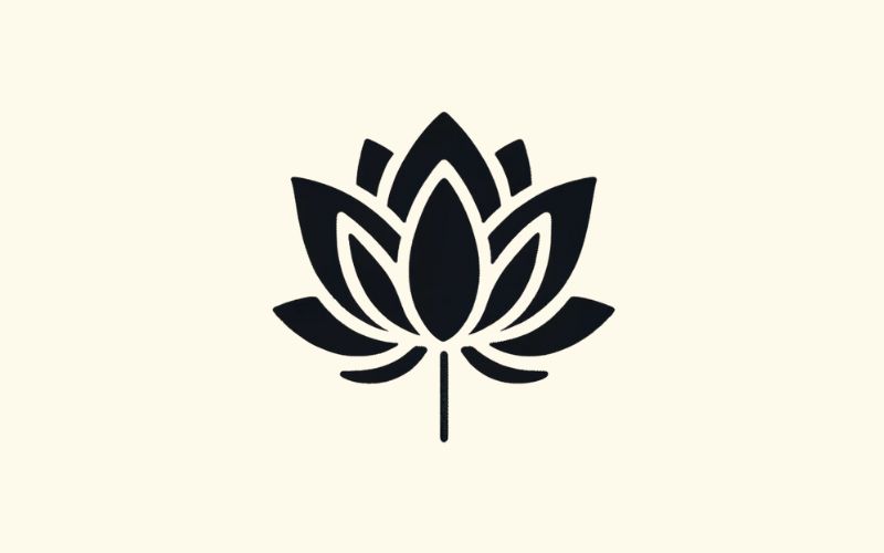 A minimalist style black lotus tattoo design. 