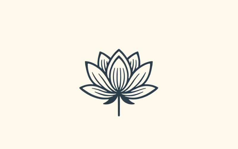 A minimalist style, small black lotus tattoo design. 