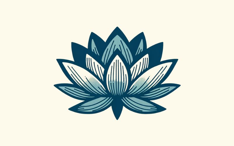 A minimalist style blue lotus tattoo design. 