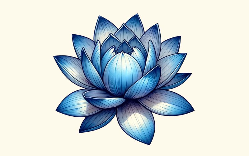 A realism style blue lotus tattoo design. 