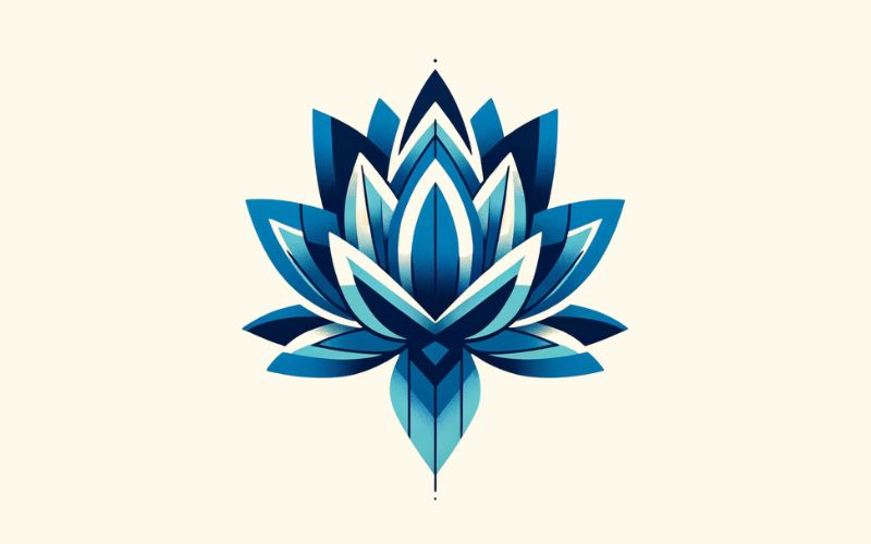 A geometric style blue lotus tattoo design. 