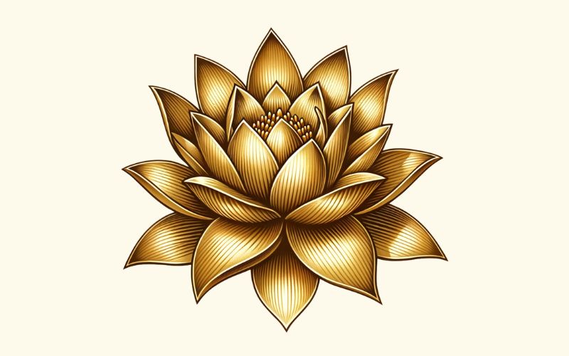 A realism style gold lotus tattoo design. 