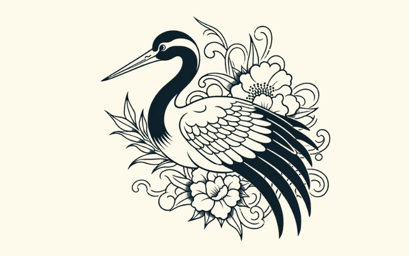 A Japanese style crane tattoo design.
