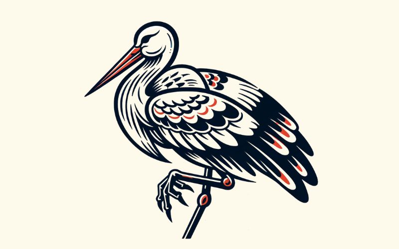 A Japanese style stork tattoo design.