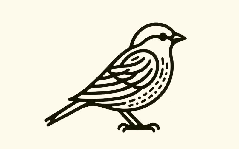 A minimalist style sparrow tattoo design.