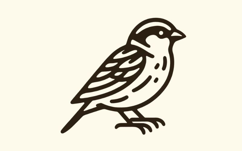 A minimalist style sparrow tattoo design.