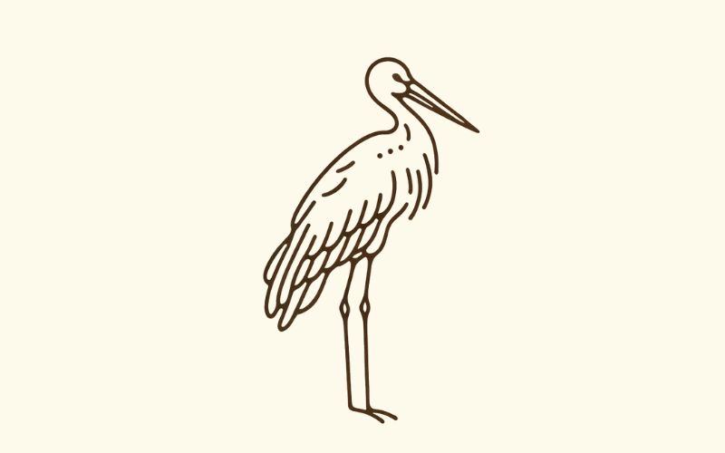 A minimalist style stork tattoo design.