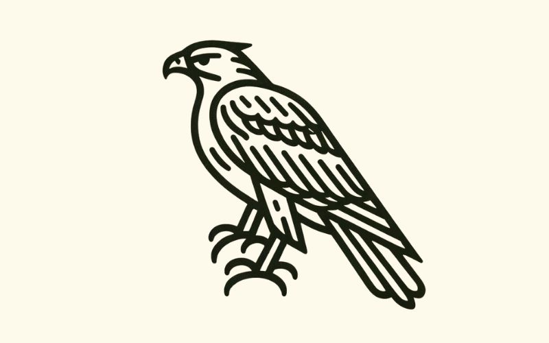A minimalist style hawk tattoo design.