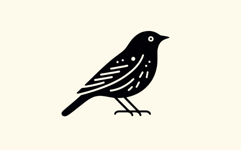 A minimalist style blackbird tattoo design.