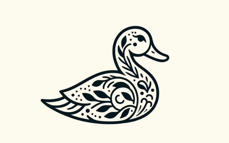 A minimalist style duck tattoo design.