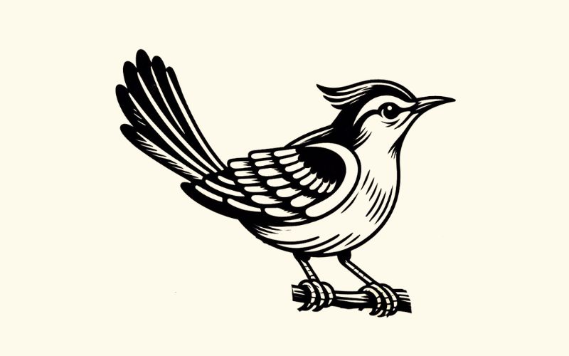 An old school mockingbird tattoo design. 