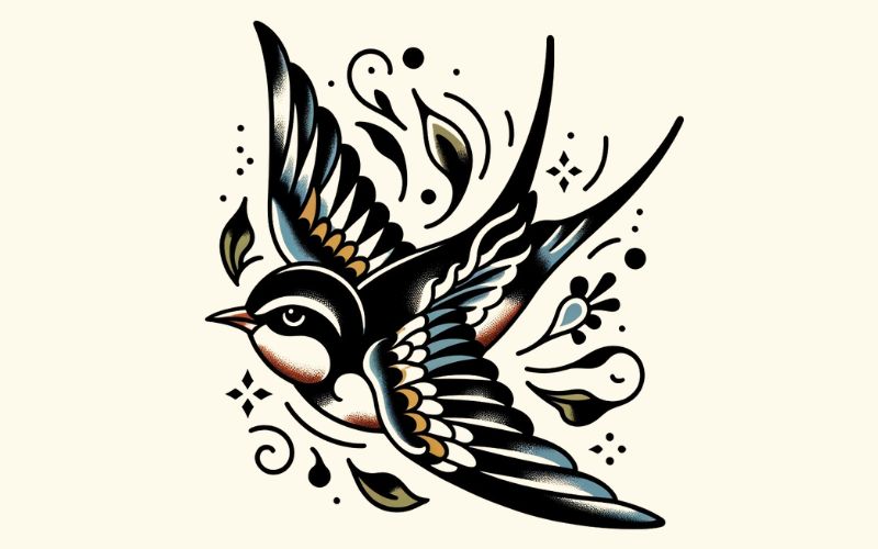 An old school style swallow tattoo design.