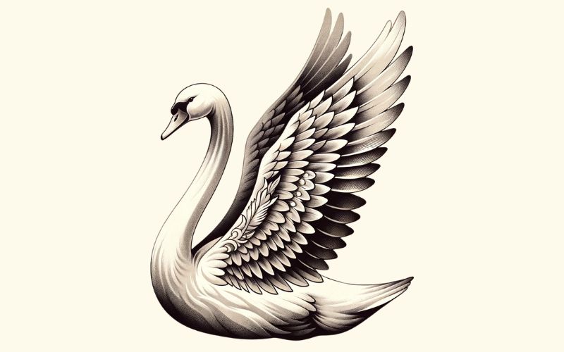 A realism style swan tattoo design.