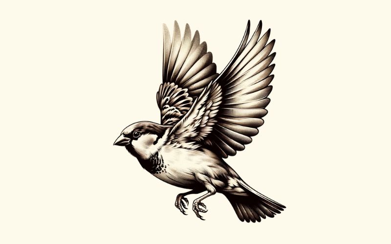 A realism style sparrow tattoo design. 