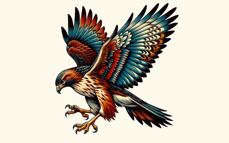 A realism style hawk tattoo design.